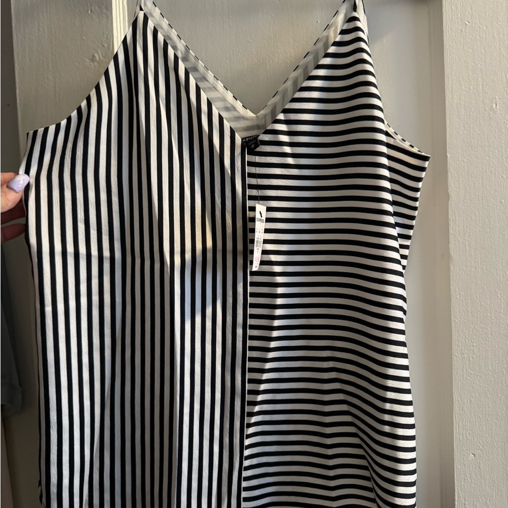 Express Black and White Striped Downtown Cami